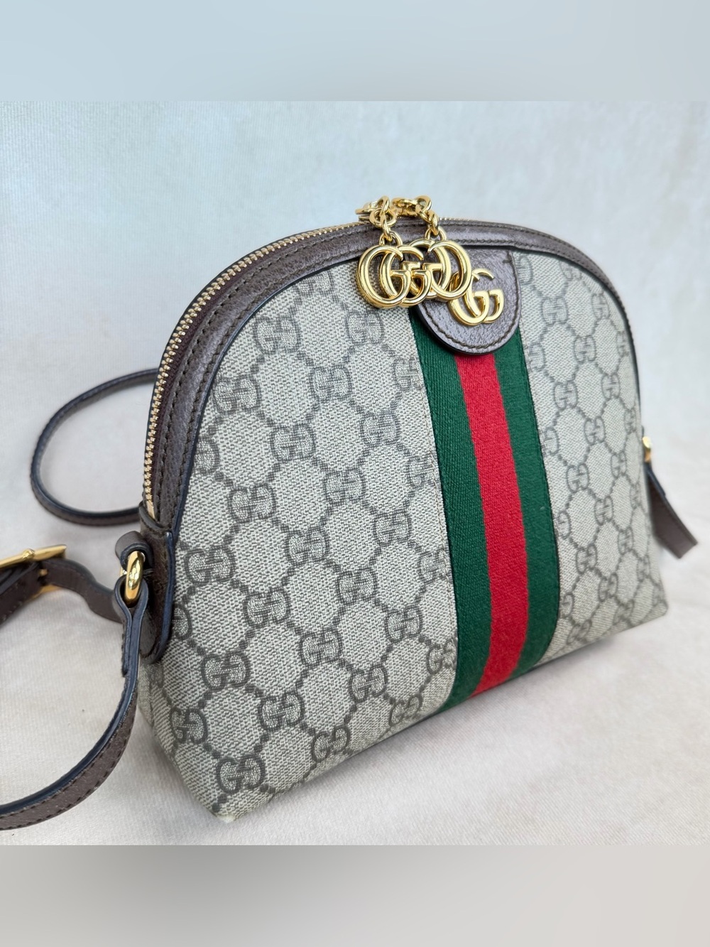 Gucci Ophidia GG Supreme Small Dome Crossbody Web Stripe - Picture 3 of 17